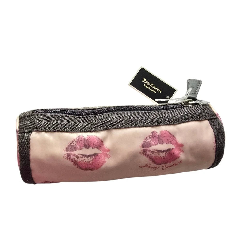 NWT Juicy Couture Pink Lips Women's Small Barrel Cosmetic Bag